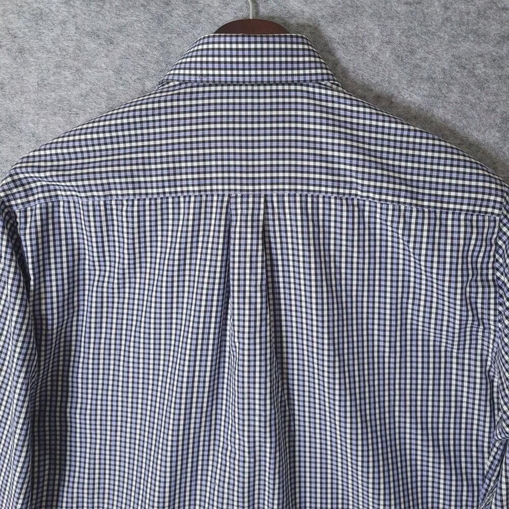 Peter Millar Check Dress Shirt Medium Blue Purple Preppy Business Casual - Picture 6 of 11